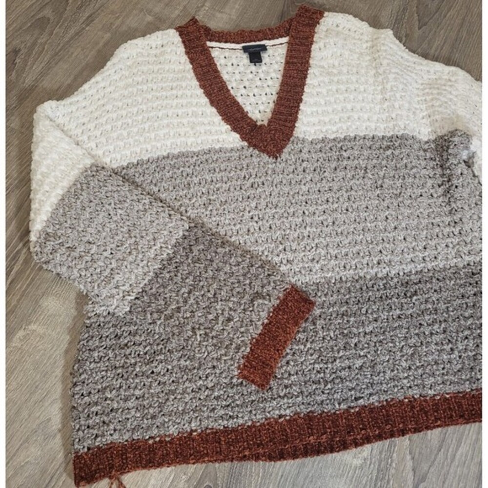 Daytrip‎ Buckle Womens Pullover Knit Sweater Striped Scoop Neck Size M *see pics
